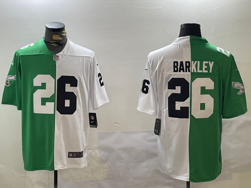 Men's Philadelphia Eagles Saquon Barkley #26 Green/White Jersey